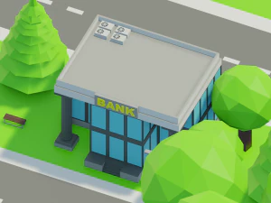 Caricatura, rua, cidade, constru&ccedil;&atilde;o urbana, ativos lowpoly Modelo 3D