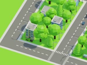 Cartoon street city urban building lowpoly assets 3D Model
