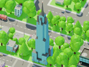 Caricatura, rua, cidade, constru&ccedil;&atilde;o urbana, ativos lowpoly Modelo 3D