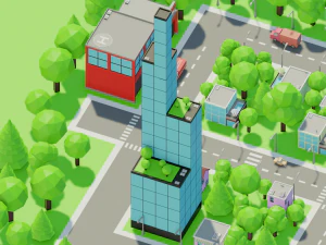 Caricatura, rua, cidade, constru&ccedil;&atilde;o urbana, ativos lowpoly Modelo 3D