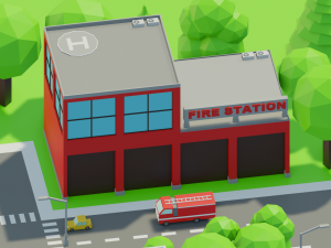 Cartoon street city urban building lowpoly assets 3D Model