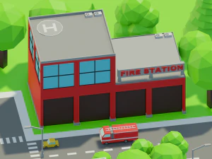 Caricatura, rua, cidade, constru&ccedil;&atilde;o urbana, ativos lowpoly Modelo 3D