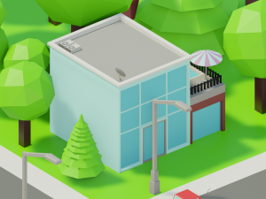 Cartoon street city urban building lowpoly assets 3D Model