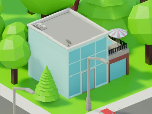 Caricatura, rua, cidade, constru&ccedil;&atilde;o urbana, ativos lowpoly Modelo 3D
