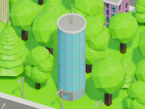 Caricatura, rua, cidade, constru&ccedil;&atilde;o urbana, ativos lowpoly Modelo 3D