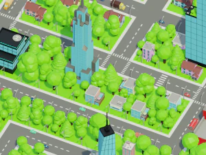 Caricatura, rua, cidade, constru&ccedil;&atilde;o urbana, ativos lowpoly Modelo 3D