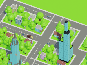 Cartoon street city urban building lowpoly assets 3D Model