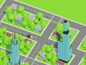 Caricatura, rua, cidade, constru&ccedil;&atilde;o urbana, ativos lowpoly Modelo 3D
