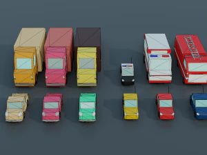 Caricatura, rua, cidade, constru&ccedil;&atilde;o urbana, ativos lowpoly Modelo 3D
