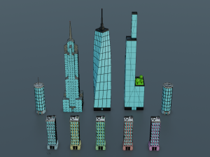 Cartoon street city urban building lowpoly assets 3D Model