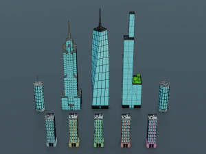 Caricatura, rua, cidade, constru&ccedil;&atilde;o urbana, ativos lowpoly Modelo 3D