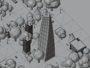 Caricatura, rua, cidade, constru&ccedil;&atilde;o urbana, ativos lowpoly Modelo 3D