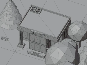 Caricatura, rua, cidade, constru&ccedil;&atilde;o urbana, ativos lowpoly Modelo 3D
