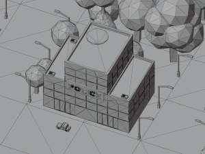 Caricatura, rua, cidade, constru&ccedil;&atilde;o urbana, ativos lowpoly Modelo 3D