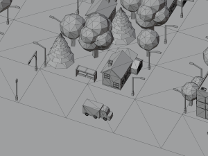 Cartoon street city urban building lowpoly assets 3D Model