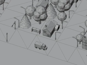 Caricatura, rua, cidade, constru&ccedil;&atilde;o urbana, ativos lowpoly Modelo 3D