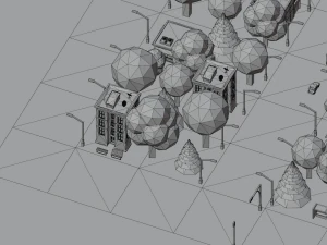 Caricatura, rua, cidade, constru&ccedil;&atilde;o urbana, ativos lowpoly Modelo 3D