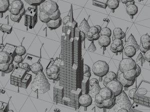 Caricatura, rua, cidade, constru&ccedil;&atilde;o urbana, ativos lowpoly Modelo 3D