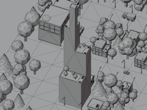Cartoon street city urban building lowpoly assets 3D Model