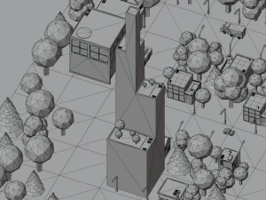 Caricatura, rua, cidade, constru&ccedil;&atilde;o urbana, ativos lowpoly Modelo 3D