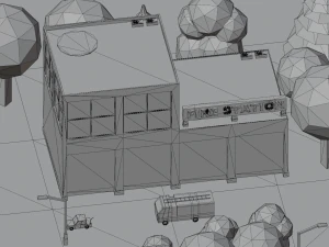 Caricatura, rua, cidade, constru&ccedil;&atilde;o urbana, ativos lowpoly Modelo 3D