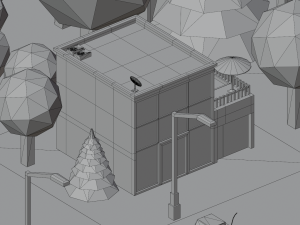 Cartoon street city urban building lowpoly assets 3D Model