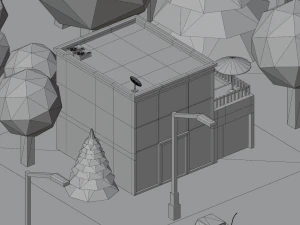 Caricatura, rua, cidade, constru&ccedil;&atilde;o urbana, ativos lowpoly Modelo 3D