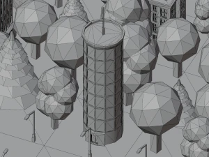 Caricatura, rua, cidade, constru&ccedil;&atilde;o urbana, ativos lowpoly Modelo 3D