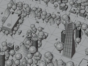 Caricatura, rua, cidade, constru&ccedil;&atilde;o urbana, ativos lowpoly Modelo 3D