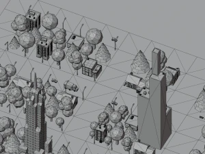 Caricatura, rua, cidade, constru&ccedil;&atilde;o urbana, ativos lowpoly Modelo 3D