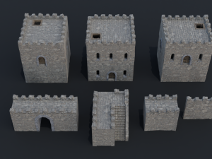 Modular castle old medieval tower kit 3D Model