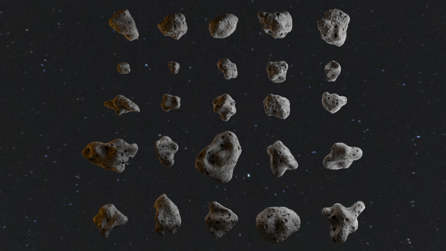 Detailed asteroids space rocks high-poly 3D Model .c4d .max .obj .3ds .fbx .stl .blend 