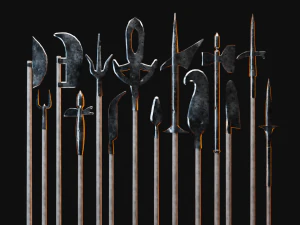 Medieval Polearms metal wood Low-poly 3D Model