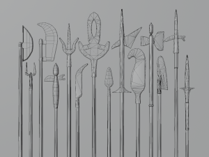 Medieval Polearms metal wood Low-poly Modello 3D