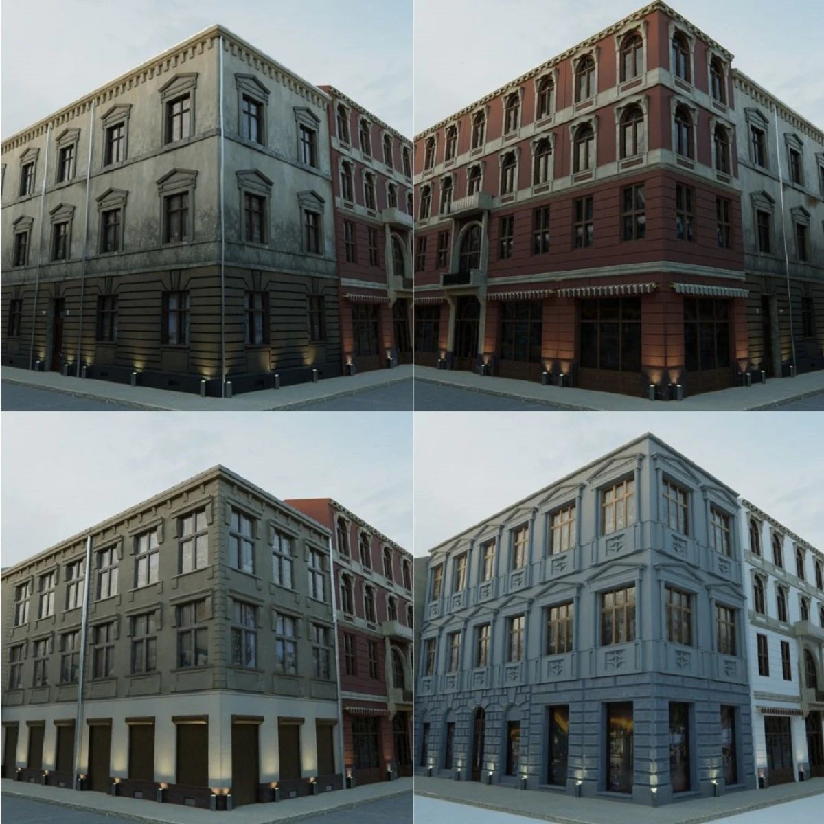 Building modular european old pack 3D Model .c4d .max .obj .3ds .fbx .stl .blend 