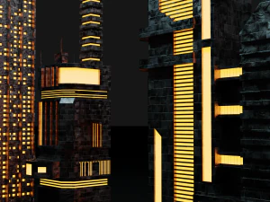Sci-fi city building kit Low-poly 3D Model