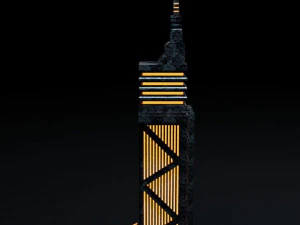 Sci-fi city building kit Low-poly 3D Model