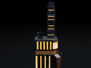 Sci-fi city building kit Low-poly 3D मॉडल