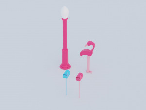 Barbie house props cartoon asset Modelo 3D