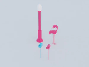 Barbie house props cartoon asset 3D Model