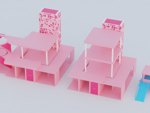 Barbie house props cartoon asset Modelo 3D