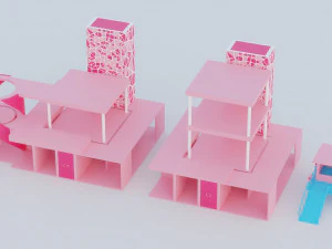Barbie house props cartoon asset 3D Model