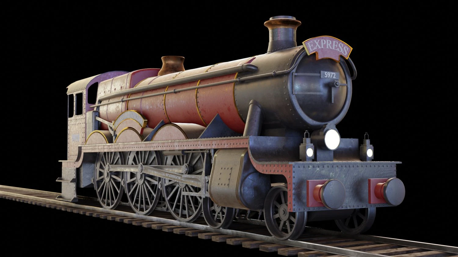 Locomotiva GWR 4900 classe 5972 Olton Hall Hogwarts Express Modelo 3D .c4d .max .obj .3ds .fbx .stl .blend 