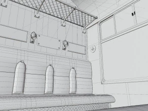 Rail train wagon compartment coach interior hogwarts express 3D Model