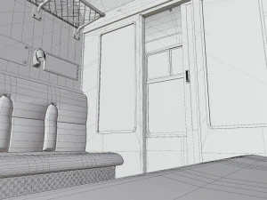 Rail train wagon compartment coach interior hogwarts express 3D Model