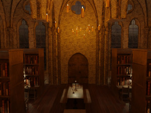 Library old room public Gothic props modular Model 3D