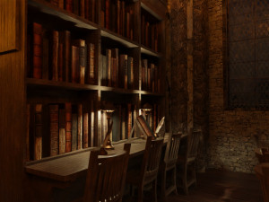 Library old room public Gothic props modular Model 3D