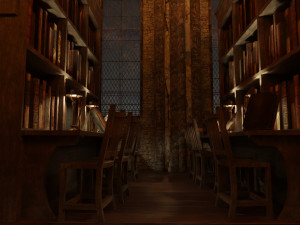 Library old room public Gothic props modular Model 3D