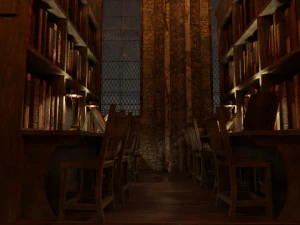 Library old room public Gothic props modular 3D Model