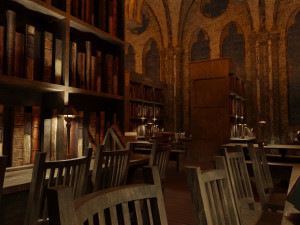 Library old room public Gothic props modular Model 3D